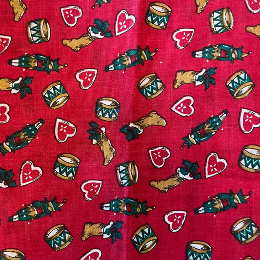 Hearts, Stocking & Drums Cotton: 1 yd