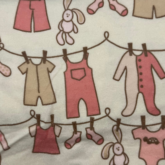 Pink/Brown on Cream Baby Novelty Print Cotton Flannel: 2 yds
