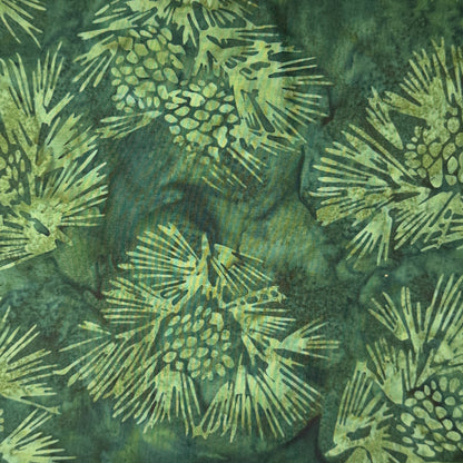 Tonal Green Pine Needles Batik Cotton: 1.5 yds