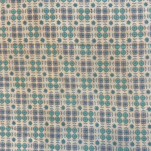 Blue & Green Floral Cotton: 2.5 yds