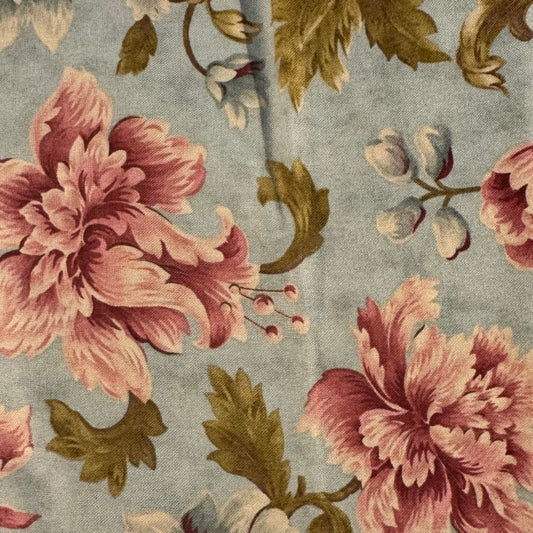 Blue & Pink Floral Cotton: 3 yds