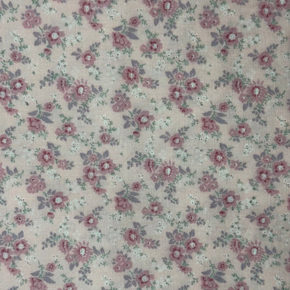 Pink with Pink/Lavender Floral Print Cotton: 2 yds