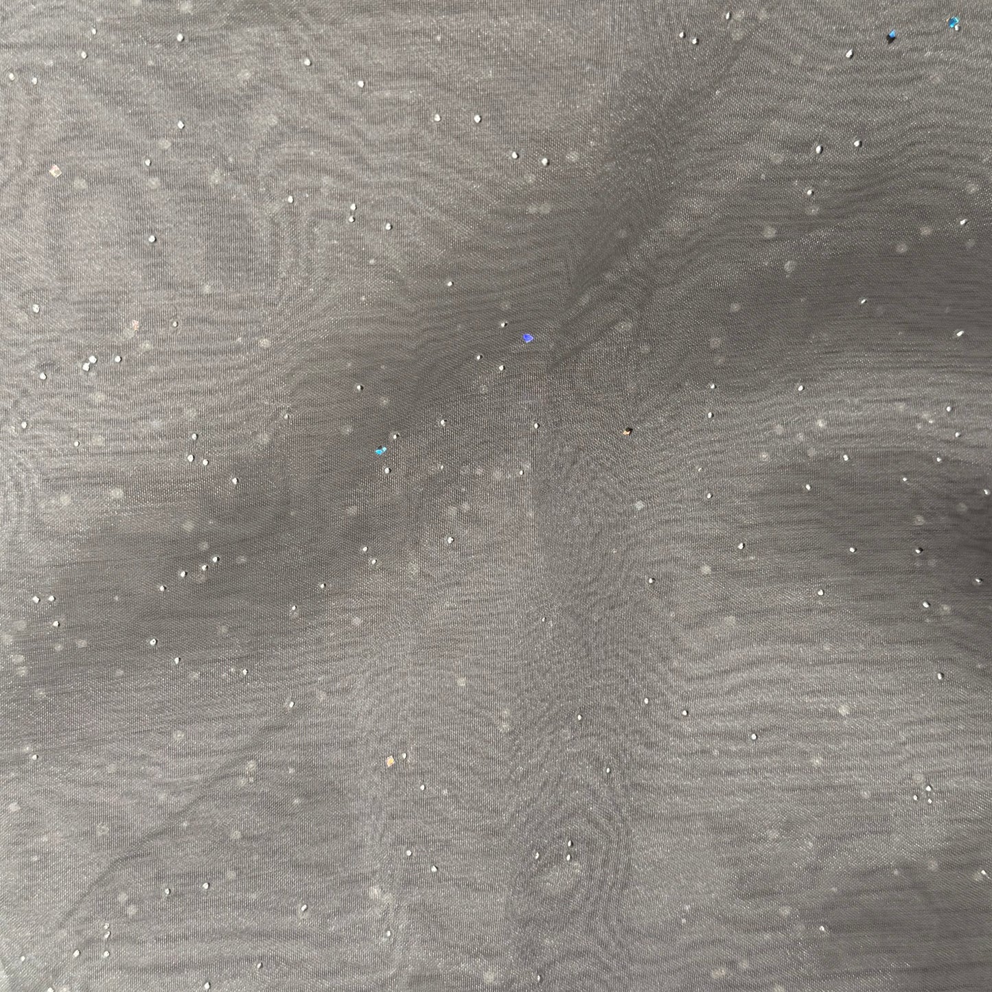 Sheer Silver/Gray With Dimensional Embellishments Organdy Poly: 1.5 yds