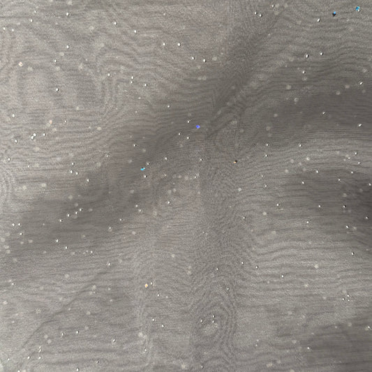 Sheer Silver/Gray With Dimensional Embellishments Organdy Poly: 1.5 yds