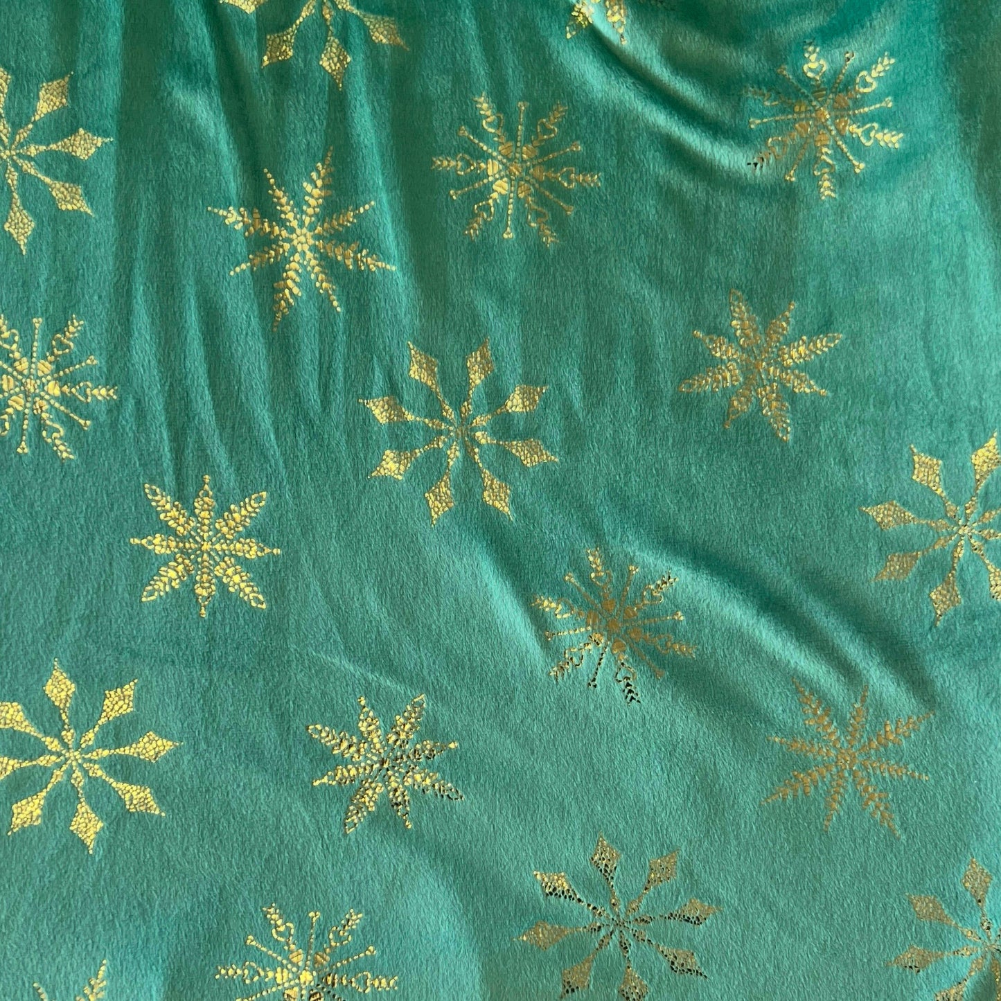 Green With Gold Foiled Snowflakes: 3 yds