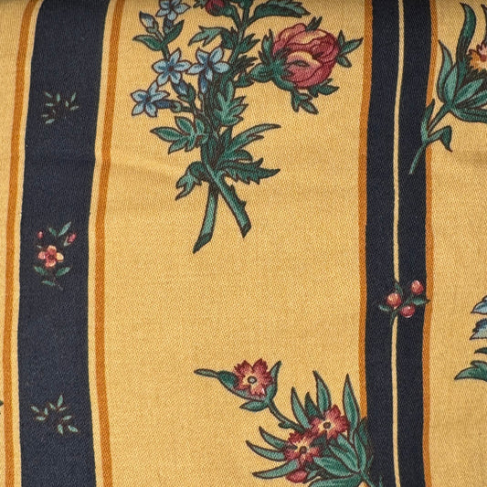 Fancy Stripe with Multicolor Floral Screenprint Home Decor Cotton: 2.5 yds