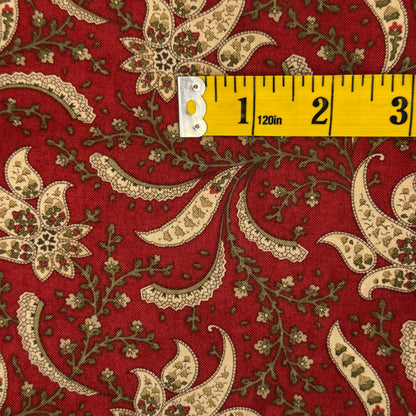 Red Fancy Paisley Floral Cotton: 5 yds