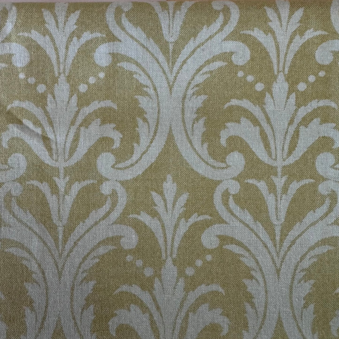 Green with Blue Scrollwork Cotton: 1 yd