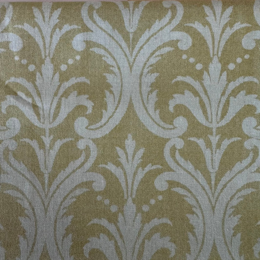 Green with Blue Scrollwork Cotton: 1 yd