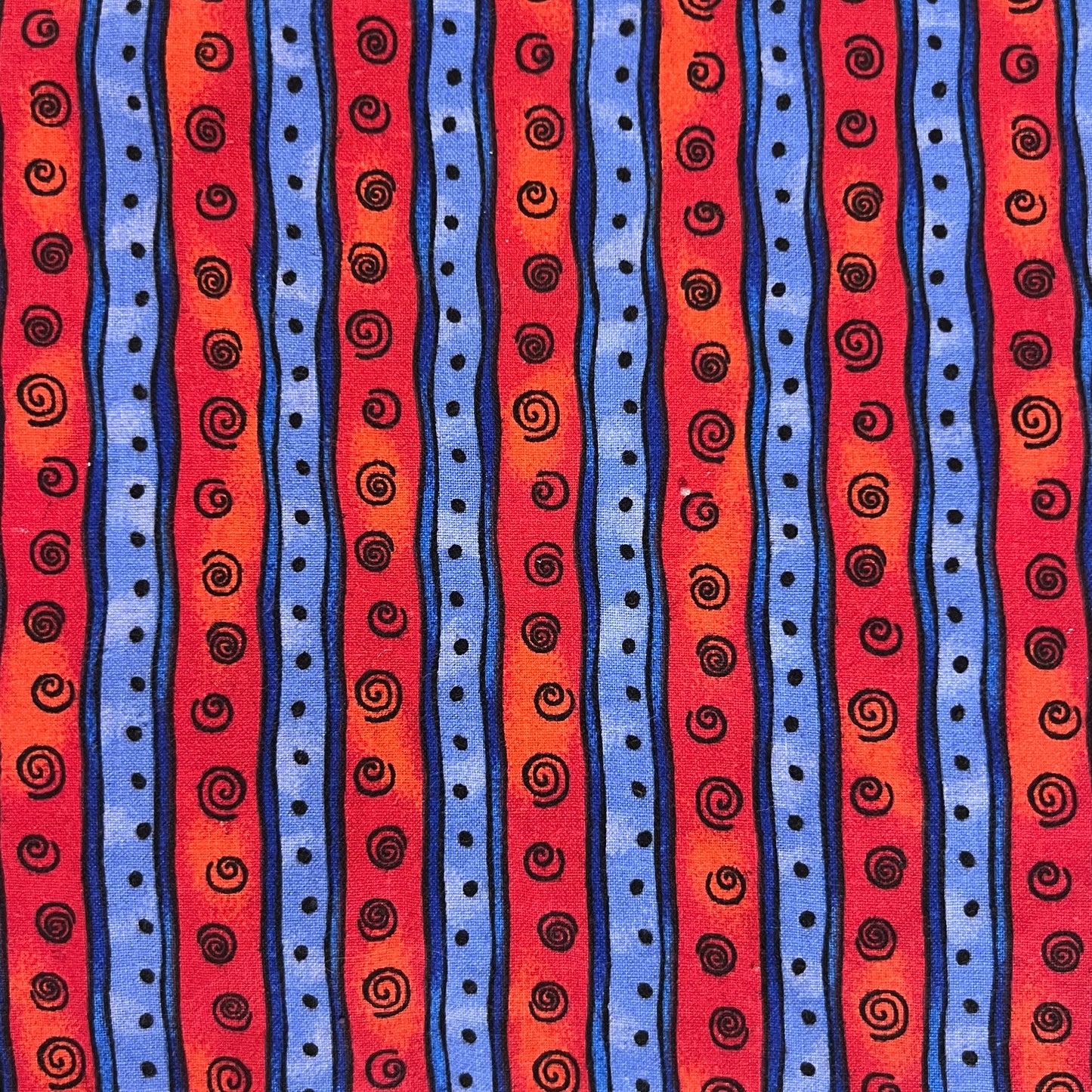 Red & Blue Imperfect Stripes Cotton: 1.75 yds