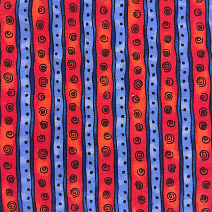 Red & Blue Imperfect Stripes Cotton: 1.75 yds