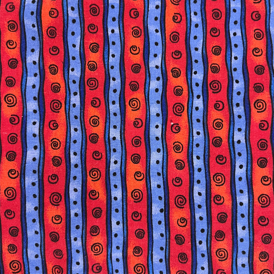 Red & Blue Imperfect Stripes Cotton: 1.75 yds