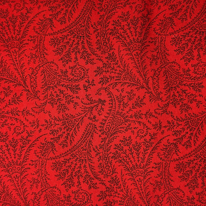 Red With Black Fancy Vines Cotton: 3.5 yds