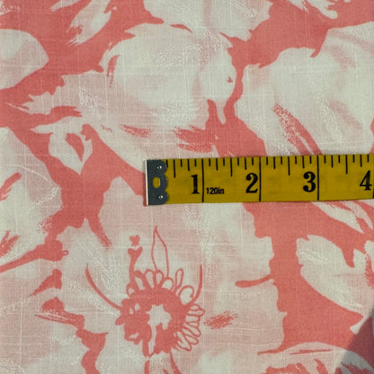 Pink & White Floral Lightweight Slubby Cotton Blend: 2 yds