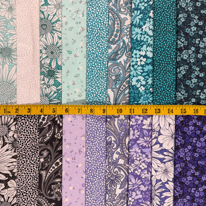 Purple & Green Floral Fat Quarter Bundle