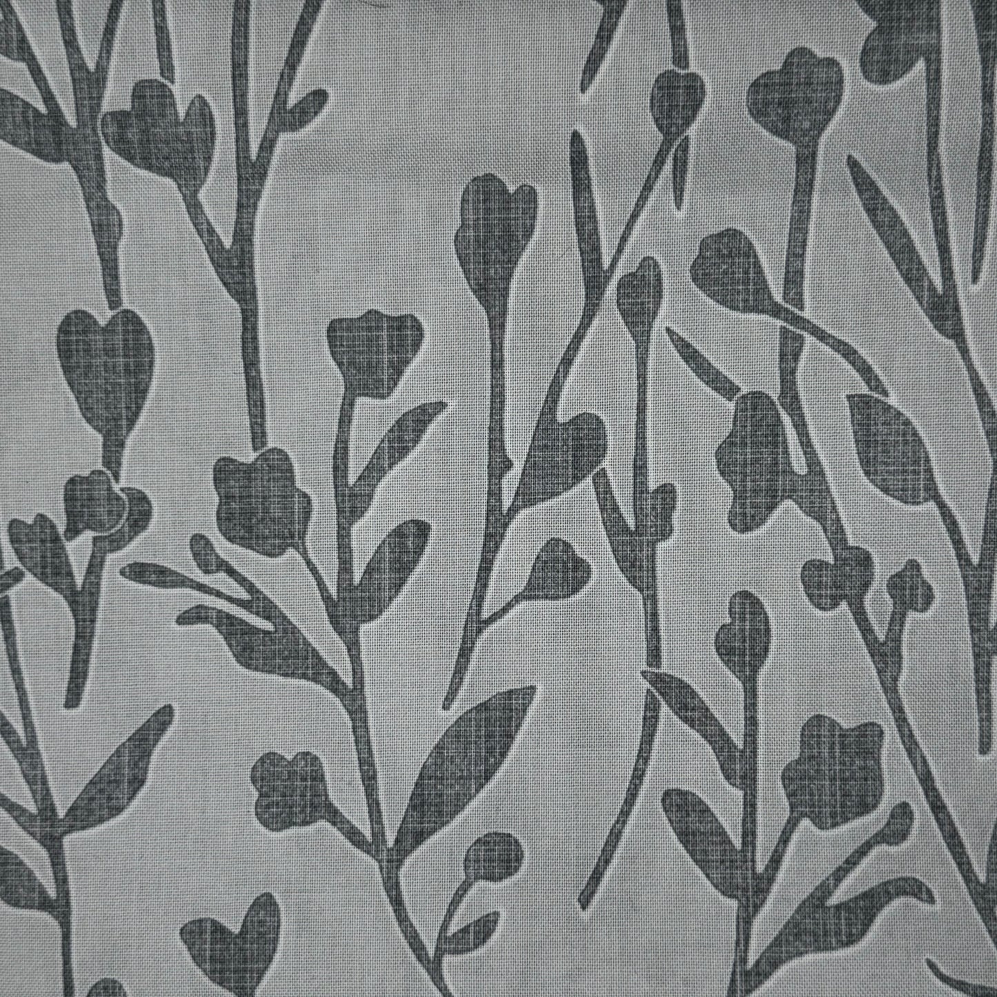 Tonal Grey Leaves Cotton: 1.5 yds