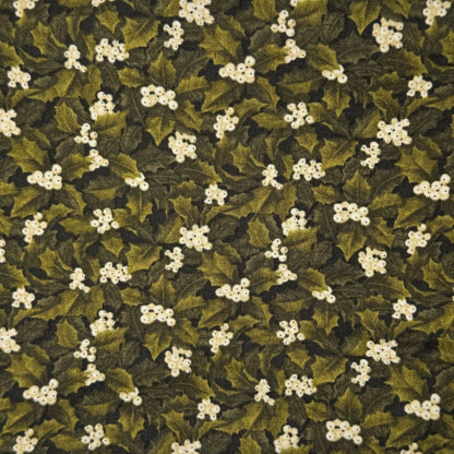 Green Leaves With White Berries Cotton: 2 yds
