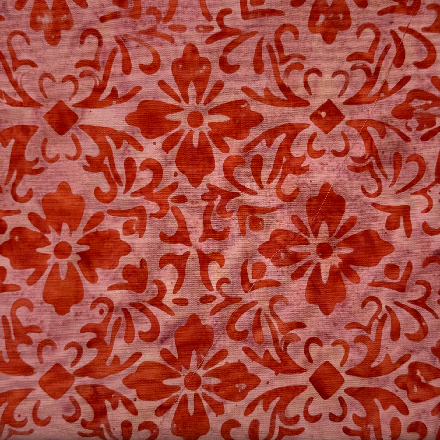 Pink & Orange Floral Batik Cotton: 2 yds