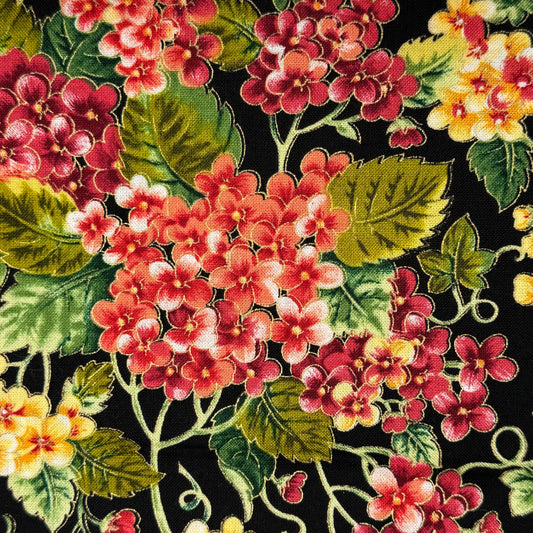 Vibrant Floral Cotton Blend: 2 yds