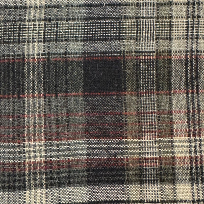 Grey, Black & Red Plaid Wool Blend: 2.75 yds