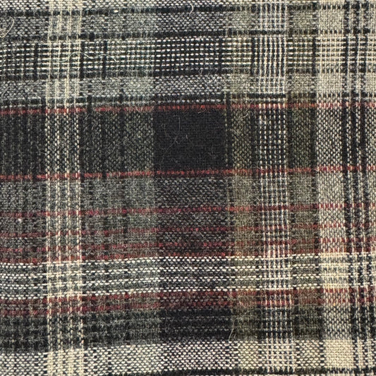 Grey, Black & Red Plaid Wool Blend: 2.75 yds