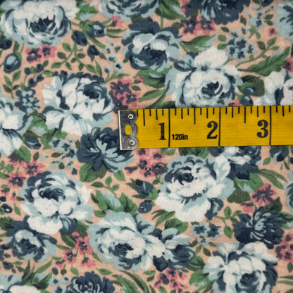 Blue & Pink Floral Stretch Jersey: 1.5 yds