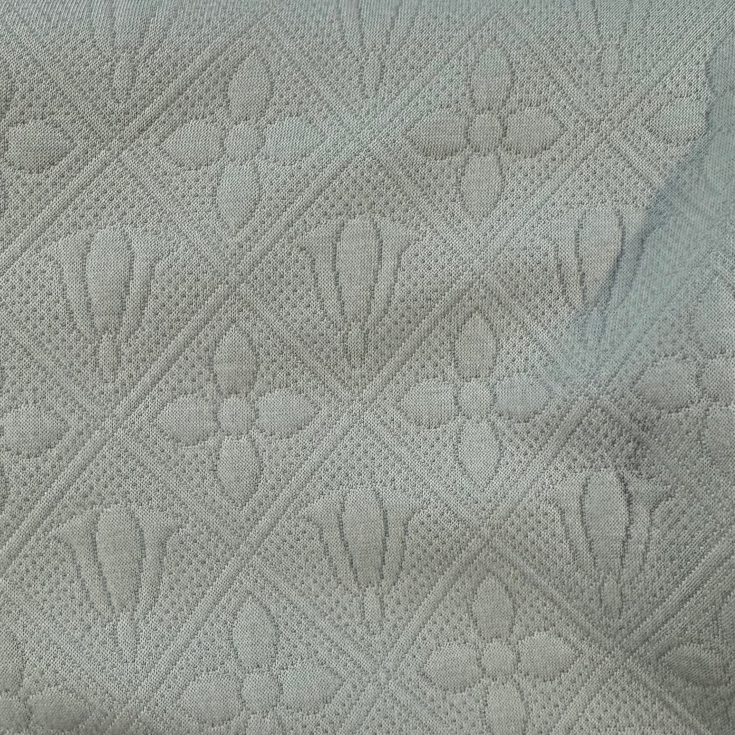 Light Green Embroidered Bells & Flowers Sweatshirt Fabric: 3 yds