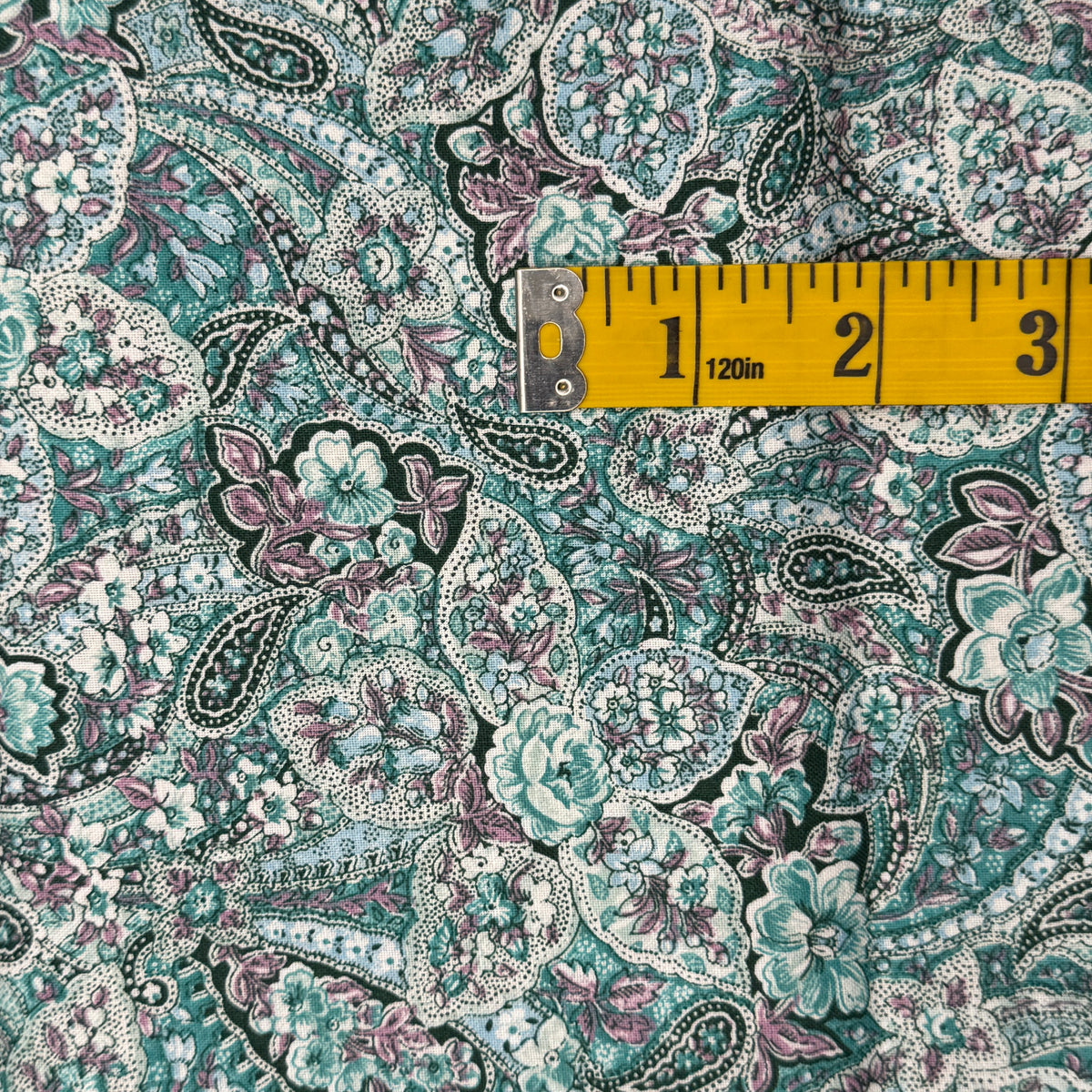 Blue & Green Paisley Floral Cotton: 3 yds