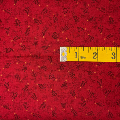 Red With Squiggle Trees Cotton Blend: 1 yd