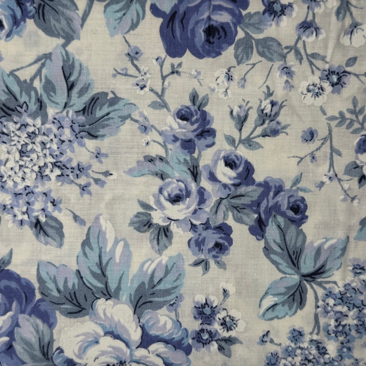 Light Blue Floral Lightweight Cotton Blend: 3 yds
