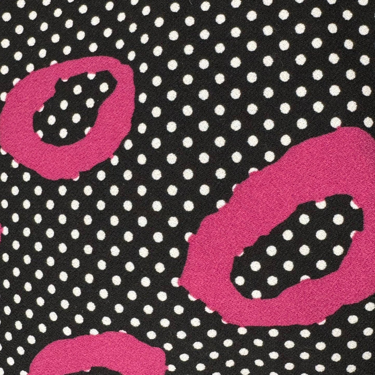Medium Weight Black/Magenta Dot Print 4-Way Stretch Poly: 3 yds