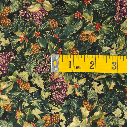 Holiday Greenery Cotton: 1 yd