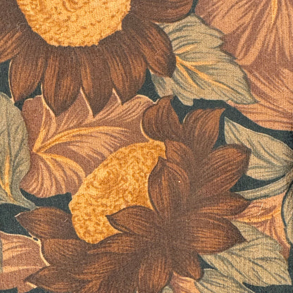 Brown on Black Floral Foliage Print 2-Way Stretch Poly: 6.5 yds
