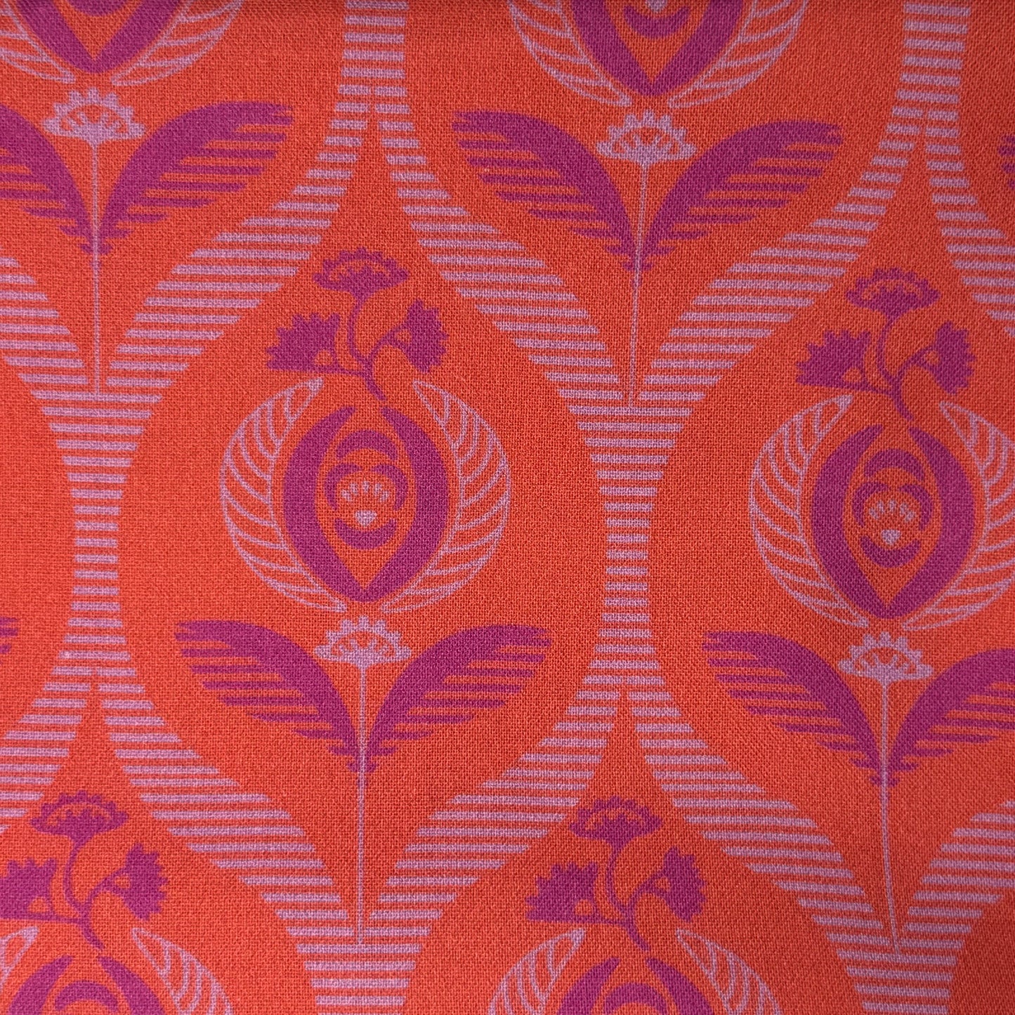 Orange Funky Floral Cotton: 2 yds