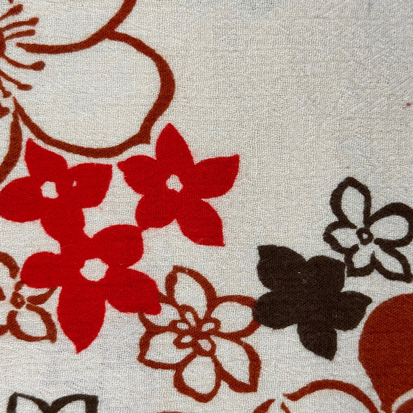 Warm Tones Tropical Floral Print on Tan Cotton Gauze: 2 yds