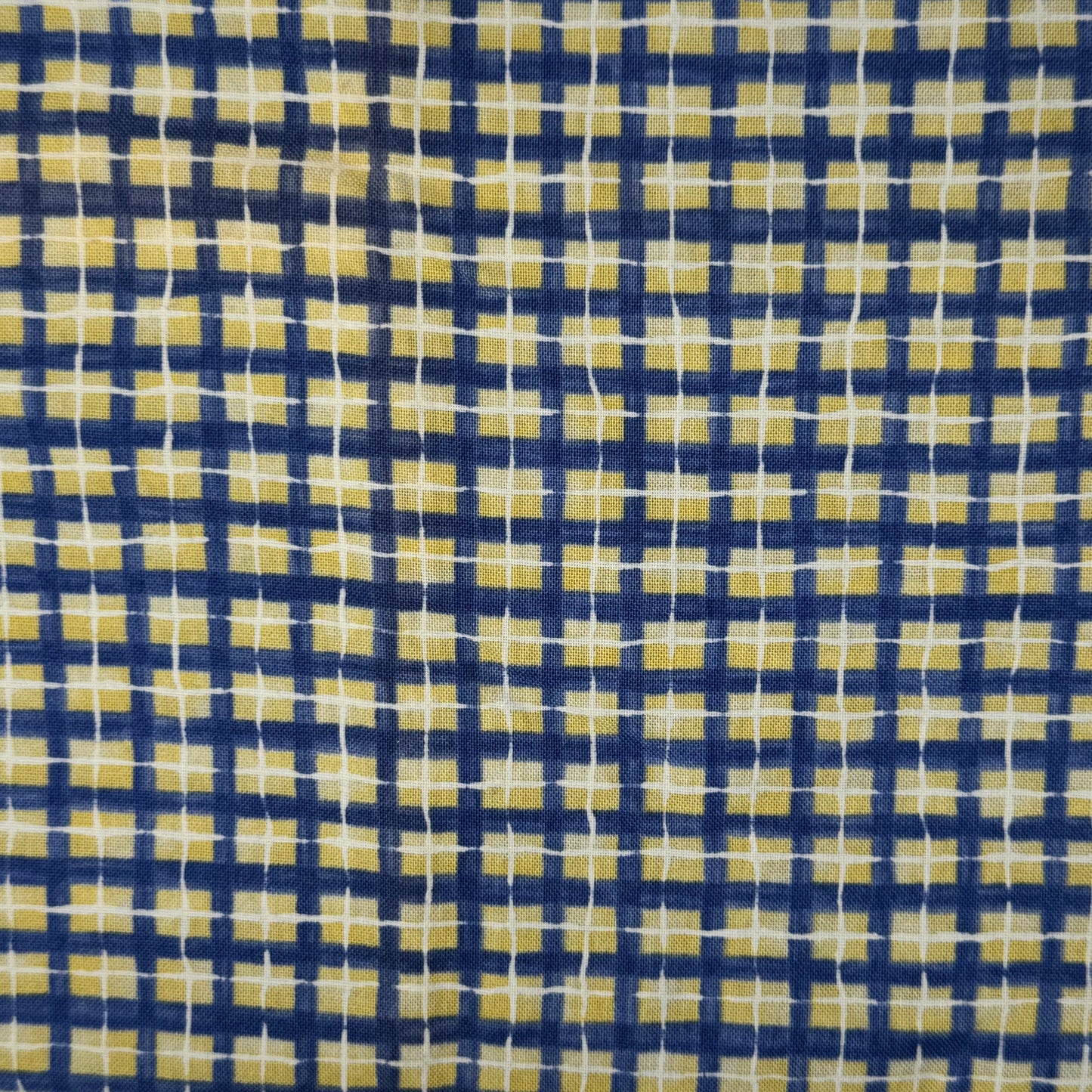 Blue, Yellow & White Geometric Cotton: 1 yd