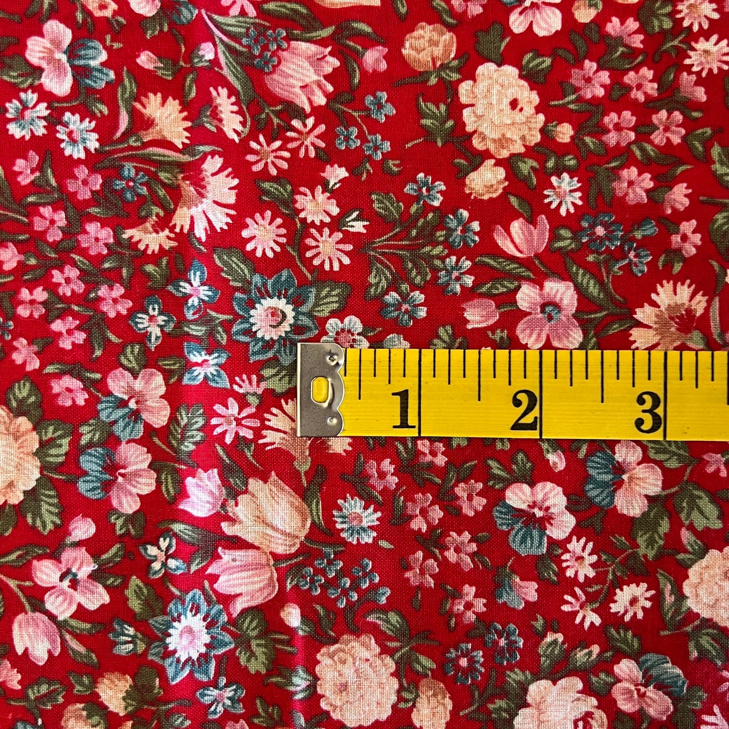 Red Floral Cotton: 2.5 yds