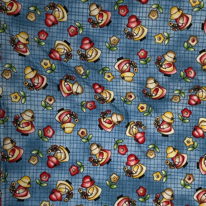 Blue Gardener Cotton: 1 yd
