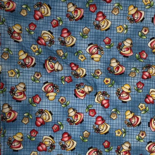 Blue Gardener Cotton: 1 yd