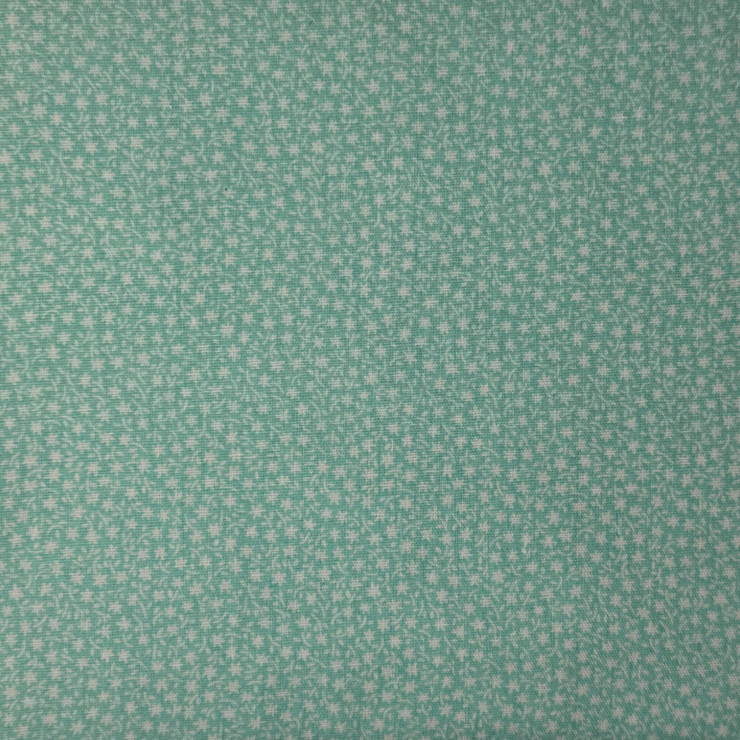 Mint With White Mini Abstract Floral Cotton Blend: 1.5 yds