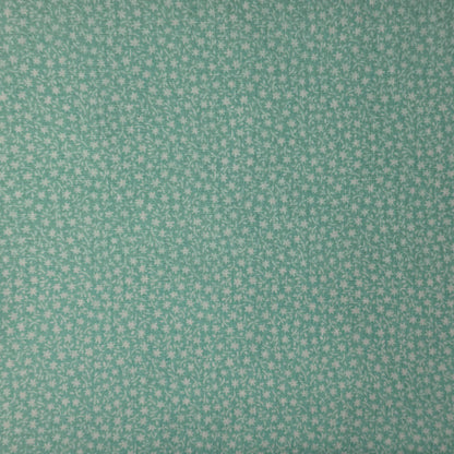 Mint With White Mini Abstract Floral Cotton Blend: 1.5 yds