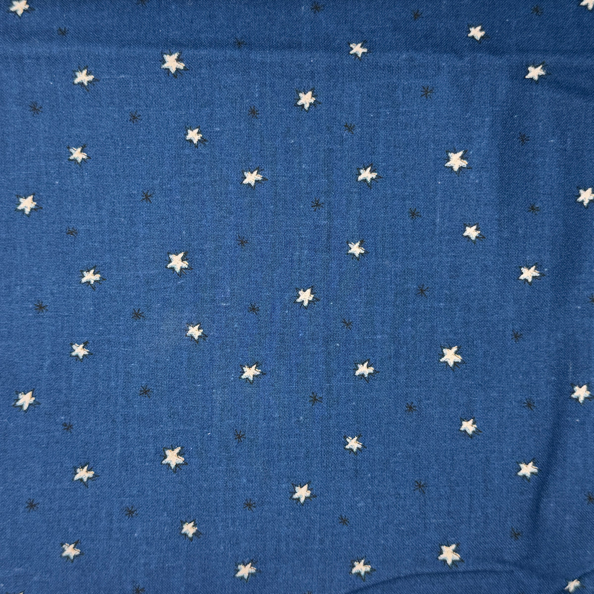 Navy With White & Black Stars Cotton Blend: 1 yd