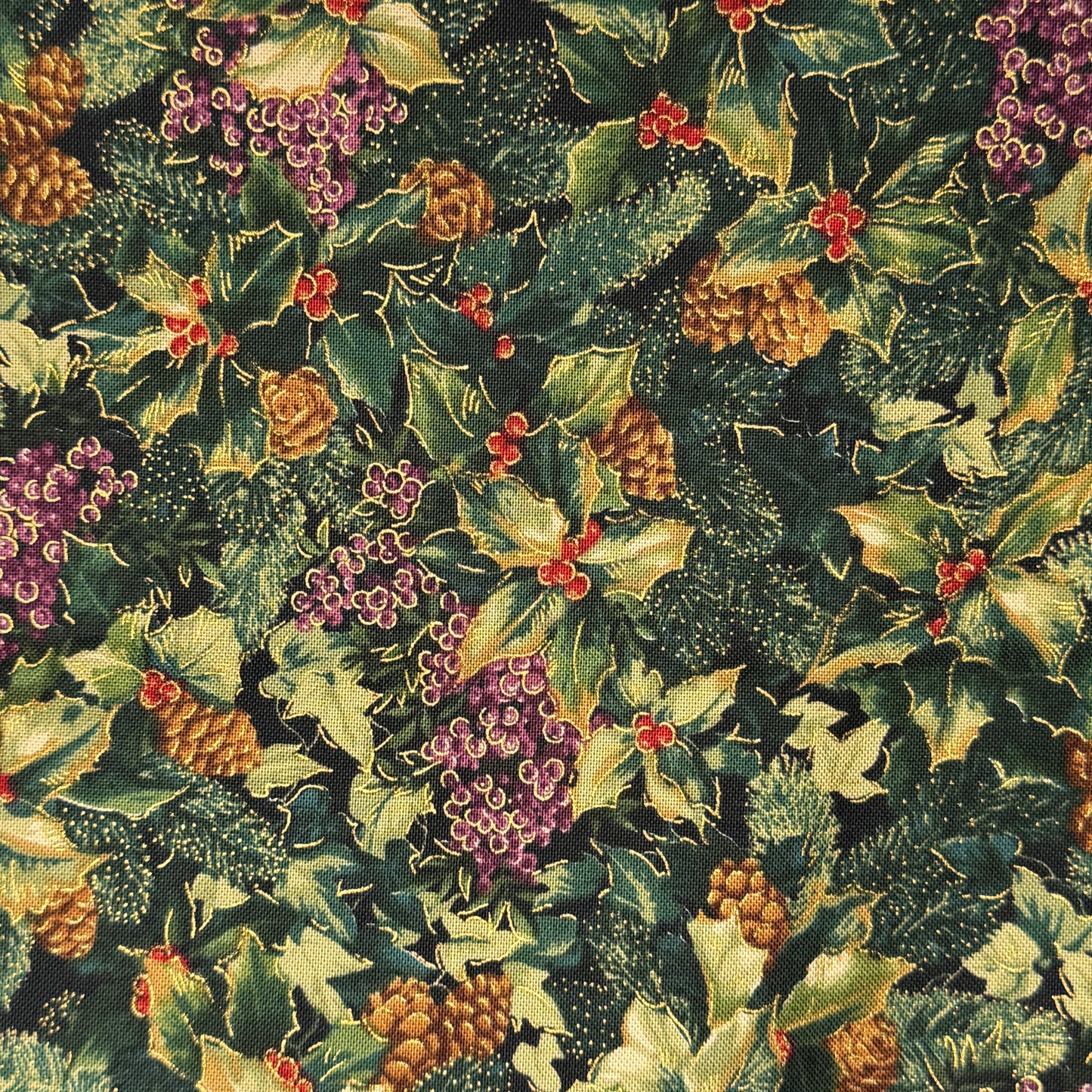 Holiday Greenery Cotton: 1 yd