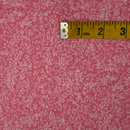 Pink With White Leaves Cotton: 1.5 yds