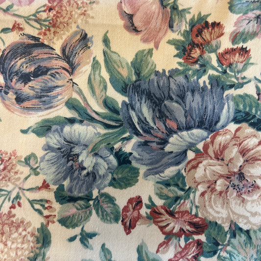 Blue Floral Cotton Home Decor: 2 yds