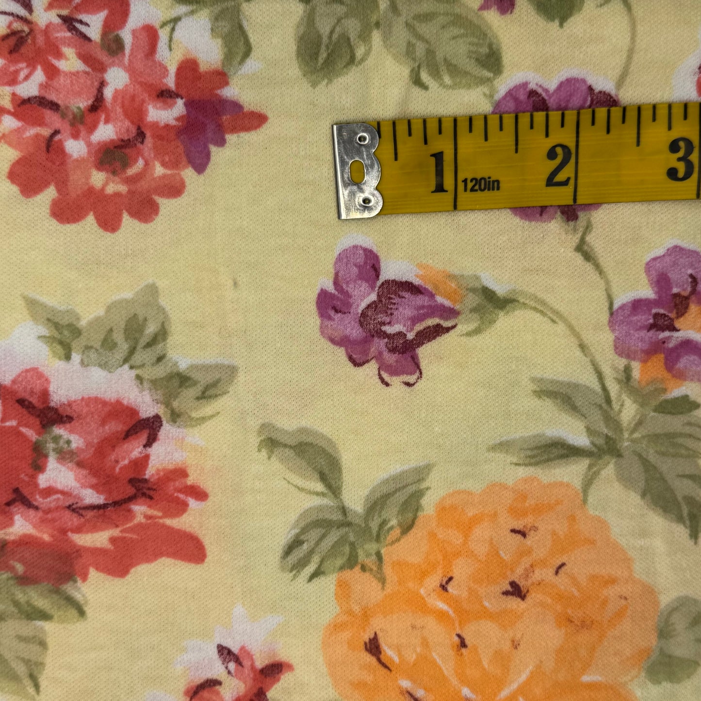 Orange, Red & Purple Floral Jersey: 1.5 yds