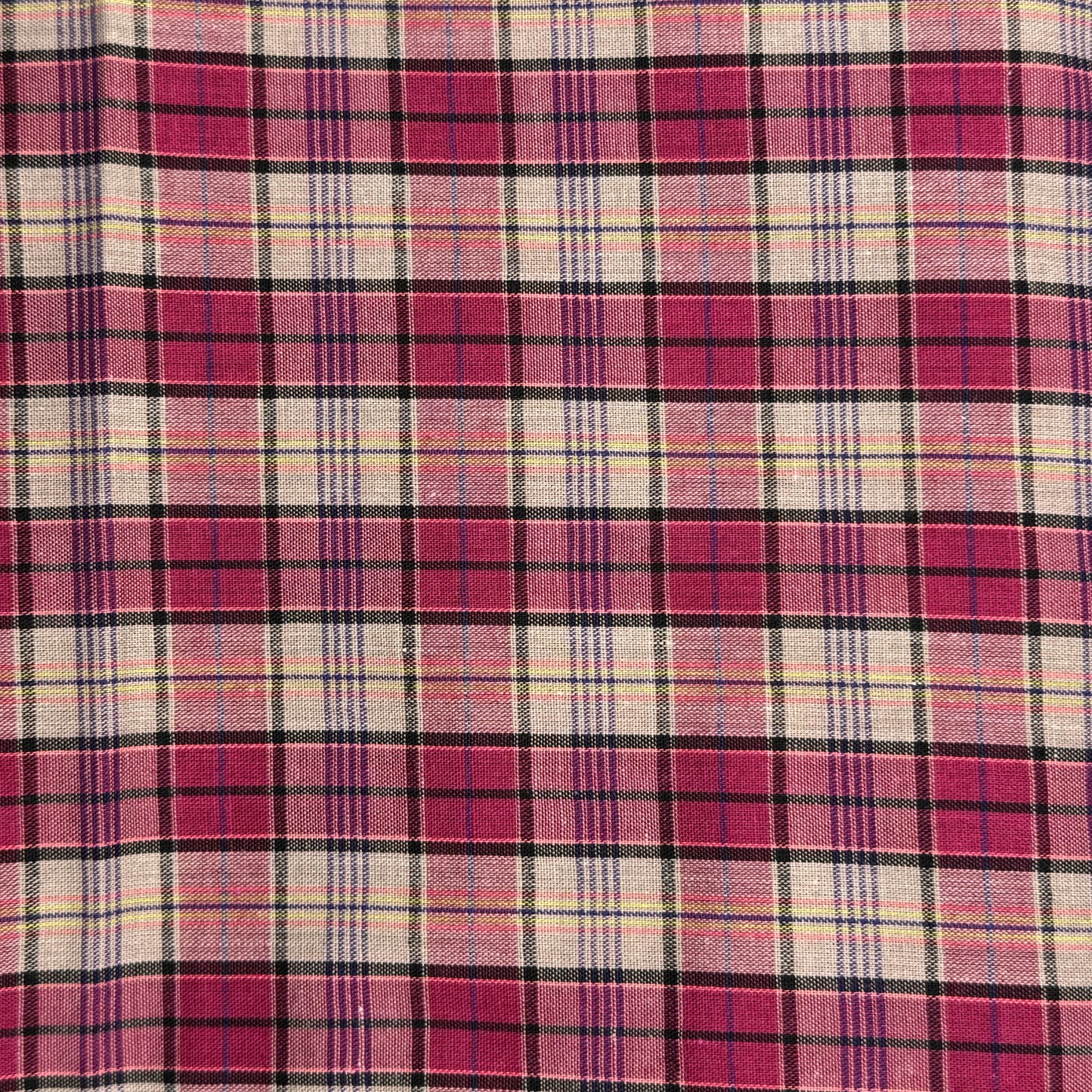 Pink Purple Plaid Lightweight Cotton Blend Shirting: 3 yds