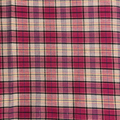 Pink Purple Plaid Lightweight Cotton Blend Shirting: 3 yds