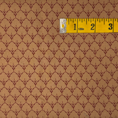 Tan With Maroon Branches Cotton: 1 yd