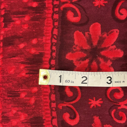 Lightweight Red Batik Design Cotton: 3.5 yds